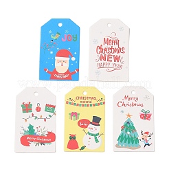 クリスマステーマの紙プリントギフトタグ50個  麻ロープ付き  長方形  ミックスカラー  5x3.1x0.04cm&nbsp;CDIS-H007-07