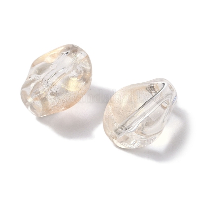 ペイントガラスビーズを焼く  スカル  淡黄色  10x8x7.5mm  穴：1mm&nbsp;GLAA-S202-17K-1
