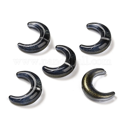 グラデーション手作りランプワーク ビーズ  ムーン  ブラック  16.5x13x5.5mm  穴：1mm&nbsp;LAMP-C005-02D-1