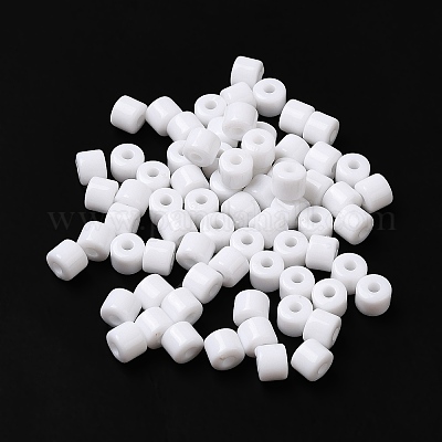 不透明なアクリルビーズ  コラム  ホワイト  6.5x5mm  穴：2.2mm&nbsp;SACR-Z001-01M-1