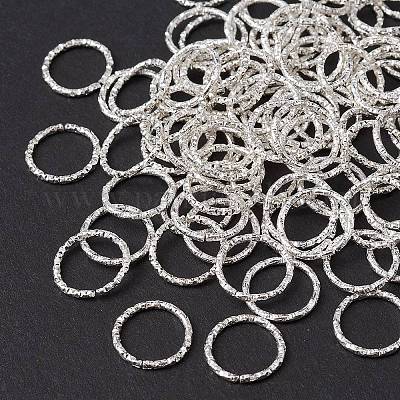 アイアン製フレームコネクター  テクスチャ  丸いリング  溶接されていない  銀色のメッキ  12mm&nbsp;IFIN-YW0001-90S-1