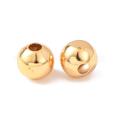 真鍮ビーズ  ラウンド  ラックめっき  長持ちメッキ  カドミウムフリー＆鉛フリー  24KGP本金メッキ  5mm  穴：1.5mm&nbsp;KK-C157-01C-G-1