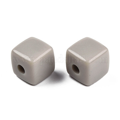 不透明なアクリルビーズ  キューブ  濃いグレー  12.5x12.5x12.5mm  穴：3.5mm  約263個/500g&nbsp;MACR-S373-141-A05-1