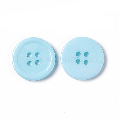 樹脂ボタン  染め  フラットラウンド  シアン  20x3mm  穴：2mm  195個/袋&nbsp;RESI-D030-20mm-11-1