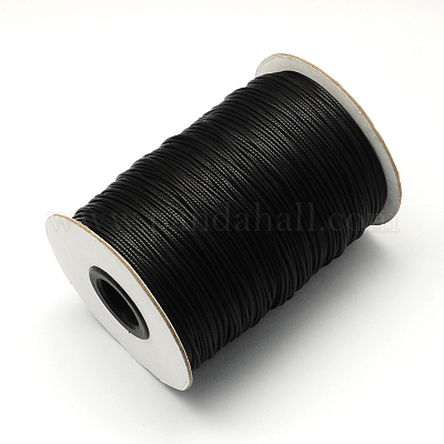 韓国産ワックスポリエステルコード  ブラック  1.5mm  約200ヤード/ロール（600フィート/ロール）&nbsp;YC-Q002-1.5mm-101-1