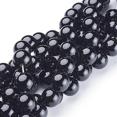 Natural Black Onyx Round Beads Strands&nbsp;GSR12mmC097-1