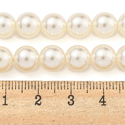 ガラスパールビーズ連売り  ラウンド  ビスク  8mm  穴：0.6mm  約51個/連  15.98''（40.6センチメートル）&nbsp;HY-G002-01D-02-1