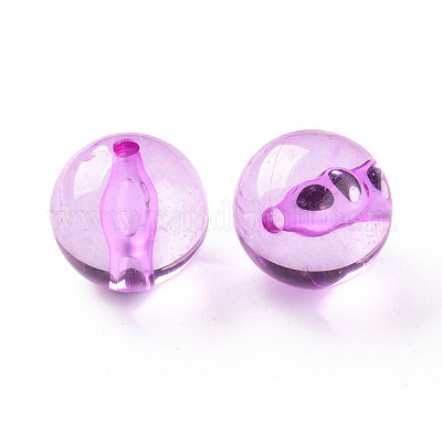 透明なアクリルビーズ  ラウンド  スミレ  20x19mm  穴：3mm  約111個/500g&nbsp;MACR-S370-A20mm-740-1