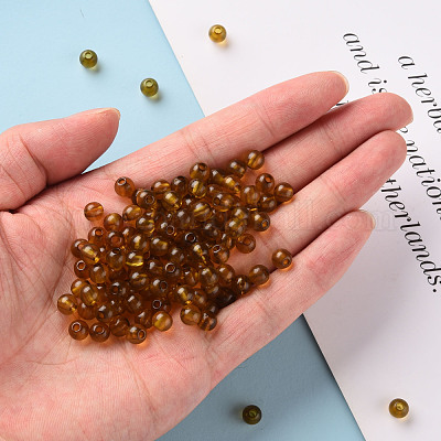 透明なアクリルビーズ  ラウンド  ゴールデンロッド  6x5mm  穴：1.8mm  約4400個/500g&nbsp;MACR-S370-A6mm-737-1