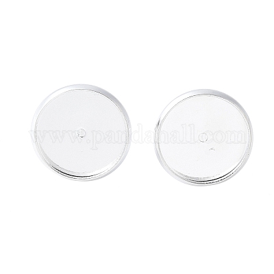 真鍮の耳のスタッドのセッティング  ニッケルフリー  銀色のメッキ  トレイ：12mm  12mm  ピン：0.7mm&nbsp;IFIN-Q005-S-NF-1
