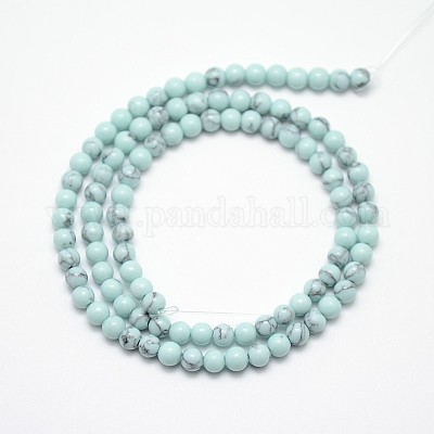 Synthetic Turquoise Smooth Round Beads Strands&nbsp;G-L146-8mm-01-1