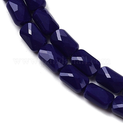 オペークガラスビーズ連売り  長方形  多面カット  ミッドナイトブルー  7x4.5x3.5mm  穴：0.9mm  約79~80個/連  21.65''~22.24''（55~56.5センチメートル）&nbsp;GLAA-Z018-D26-1