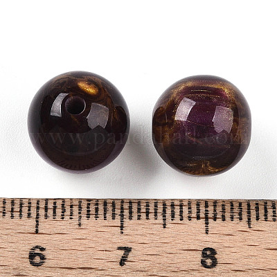 樹脂ビーズ  ラウンド  ツートン  暗い蘭  12mm  穴：2mm&nbsp;RESI-YW0004-28C-10-1