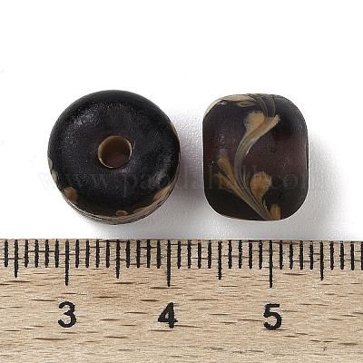 手作りランプワークビーズ  コラム  ブラック  11~13x10~11mm  穴：2~3mm&nbsp;LAMP-M020-01F-1