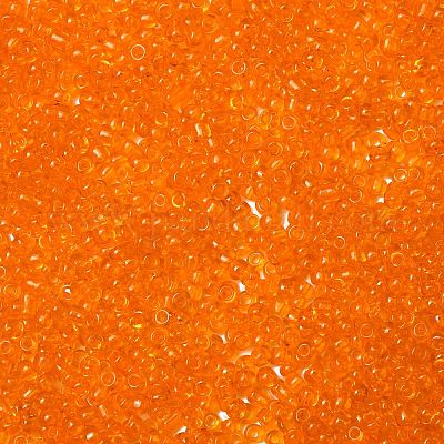 ガラスシードビーズ  トランスペアレント  ラウンド  オレンジ  12/0  2mm  穴：1mm  約2000粒/30g&nbsp;X2-SEED-A004-2mm-9-1