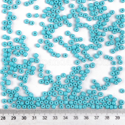 焼付塗装ガラスシードビーズ  ダークターコイズ  6/0  4~5x3~4mm  穴：1~2mm  約4500個/袋&nbsp;SEED-S003-K10-1