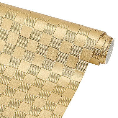 1mのPVCレザー生地  グリッド  ゴールド  1370~1410x0.8mm&nbsp;PVC-BC0001-03A-1
