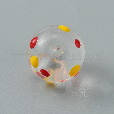 手作りランプワークビーズ  ラウンド  水玉模様  12x11mm  穴：1.6mm&nbsp;LAMP-CJC0007-10C-1