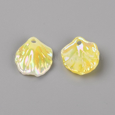 プラスチックビーズ  花弁  きいろ  18x15x3mm  穴：2mm&nbsp;KY-WH0028-52C-1