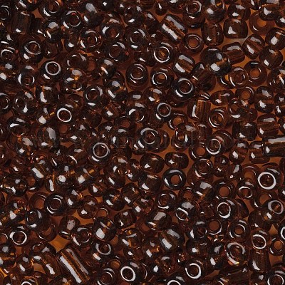 ガラスシードビーズ  トランスペアレント  ラウンド  ブラウン  6/0  4mm  穴：1.5mm  約4500ビーズ/ポンド&nbsp;SEED-A004-4mm-13-1