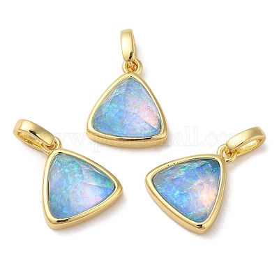 Rack Plating Brass with Synthetic Opal Pendants&nbsp;KK-S370-10G-1