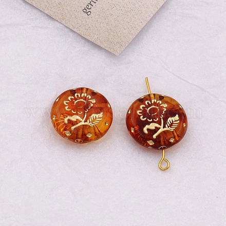 透明なアクリルビーズ  チョコレート  フラットラウンド  18mm  穴：1.5mm&nbsp;PW-WG64236-02-1