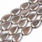 Electroplate Natural Freshwater Shell Beads Strands, Teardrop, Camel, 18x13x4mm, Hole: 1mm, about 23pcs/strand, 16.14 inch(41cm)