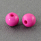 Solid Chunky Acrylic Ball Beads, Round, Deep Pink, 4mm, Hole: 1mm, about 14800pcs/500g
