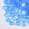 2-Hole Baking Paint Transparent Glass Seed Beads, Rectangle, Deep Sky Blue, 5x4.5~5.5x2~2.5mm, Hole: 0.5~0.8mm