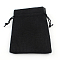 Polyester Imitation Burlap Packing Pouches Drawstring Bags, Black, 9x7cm