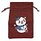 Christmas Theme Jute Cloth Storage Bags, Rectangle Drawstring Bags, FireBrick, Snowman, 14x10x0.4cm