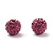 Pave Disco Ball Beads, Polymer Clay Rhinestone Beads, Grade A, Round, Fuchsia, Rhinestone: PP13(1.9~2mm), 6 Rows Rhinestone, 10mm, Hole: 1.5mm