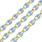 Ion Plating(IP) Brass Chains, Cable Chains with Enamel, Real 18K Gold Plated, Soldered, with Spool, Flat Oval, Light Sky Blue, 8.5x4x1.5mm, about 32.81 Feet(10m)/Roll