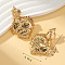 Alloy Stud Earrings, Golden, Heart, 62x40mm