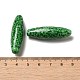 通常のランプワークビーズ  スパゲッティビーズ  斑点のある楕円形  グリーン  41~42x12mm  穴：2mm&nbsp;FOIL-C001-04D-3