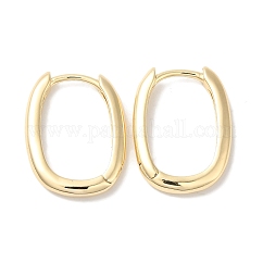 Rectangle Brass Huggie Hoop Earrings for Women, Real 18K Gold Plated, 18x14x2.5mm