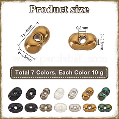 約1770個 7色不透明ガラスシードビーズ  ピーナッツ  ミックスカラー  3.5~4x2~2.5x2~2.3mm  穴：0.8mm  約10g /カラー&nbsp;SEED-PH0002-23
