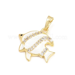 Brass Micro Pave Cubic Zirconia Pendants&nbsp;KK-F938-42G-02B