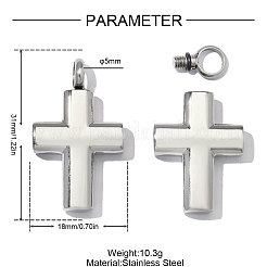 304ステンレスペンダント  クロスチャーム  ハンドポリッシュ  ステンレス鋼色  31x18mm  穴：5mm&nbsp;SA-OY003-63P-01