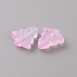 グラデーション手作りランプワーク ビーズ  クリスマスツリー  パールピンク  16x15x5mm  穴：1mm&nbsp;LAMP-TAC0001-06E
