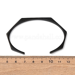 304ステンレススチール製カフバングル  六角  イオンプレーティング（ip）  ブラック  内径：2-1/2インチ（6.4cm）&nbsp;BJEW-P373-01EB