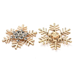 合金ラインストーンカボション  クリスマス  スノーフレーク  ライトゴールド  50x43x6.5mm&nbsp;LS-PALLOY-K015-01KCG