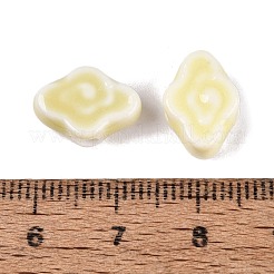 手作りの陶器ビーズ  光沢釉の磁器  雲  シャンパンイエロー  9~10x13~14x5~6mm  穴：1.6~1.8mm&nbsp;PORC-Q008-09L