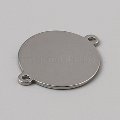 304ステンレススチールコネクタチャーム  フラットラウンド  ステンレス鋼色  25.5x20x1mm  穴：1.6mm&nbsp;STAS-WH0043-24A-P