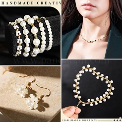 DIY ストレッチ ブレスレット ジュエリー キット  ABSプラスチックイミテーションパールビーズを含む  ccbプラスチックスペーサービーズ  ミックスカラー  4mm  穴：1.6mm  2色  200個/カラー  400pc&nbsp;DIY-YW0011-61