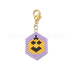 5Pcs Halloween Glass Seed Beaded Pendant Decorations&nbsp;HJEW-MZ00343