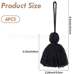 アクリル繊維タッセルペンダント装飾6個  ブラック  150mm&nbsp;HJEW-CP0001-31C