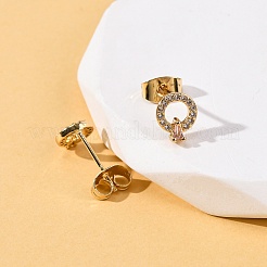Brass Micro Pave Cubic Zirconia Ring Stud Earrings&nbsp;EJEW-K267-37G