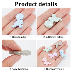 20Pcs 5 Colors Dinosaur Food Grade Eco-Friendly Silicone Beads&nbsp;SIL-DR0001-02