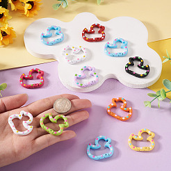 12Pcs Spray Printed Alloy Spring Gate Rings&nbsp;FIND-TA0009-96